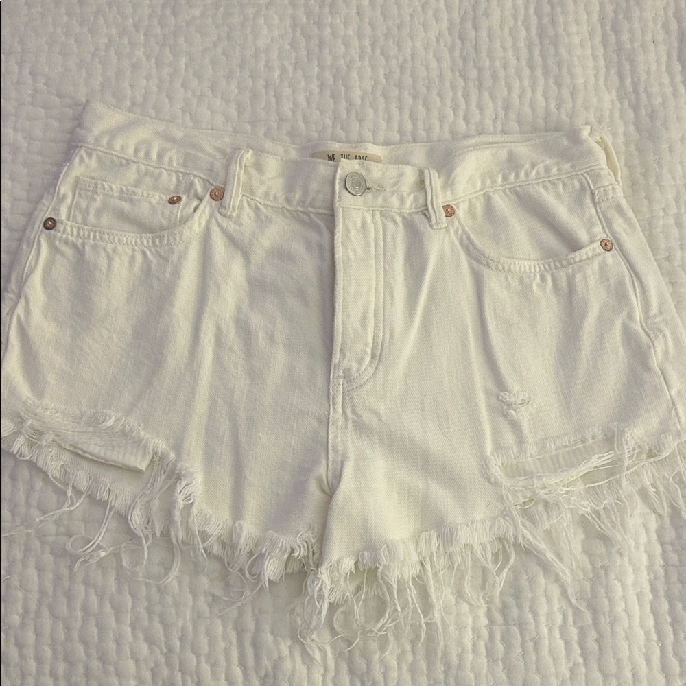 We the Free White Denim Cutoffs